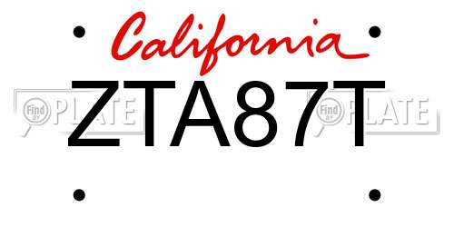 ZTA87T California License Plate