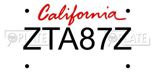 ZTA87Z California License Plate