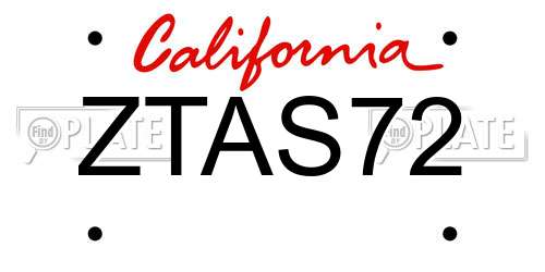 ZTAS72 California License Plate