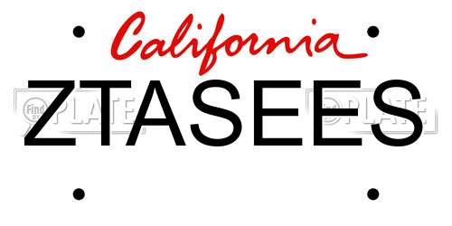 ZTASEES California License Plate