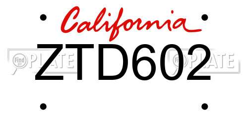 ZTD602 California License Plate