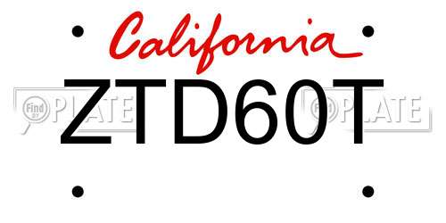 ZTD60T California License Plate