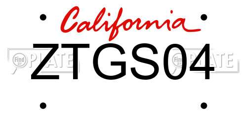 ZTGS04 California License Plate