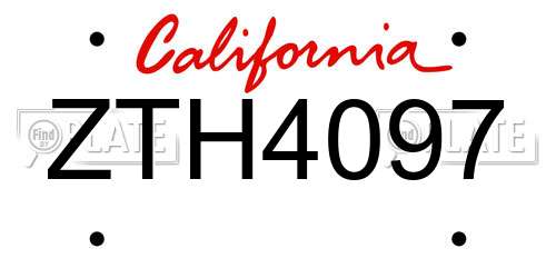 ZTH4097 California License Plate