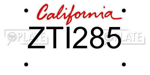 ZTI285 California License Plate