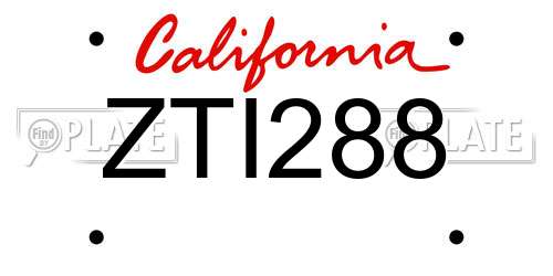 ZTI288 California License Plate