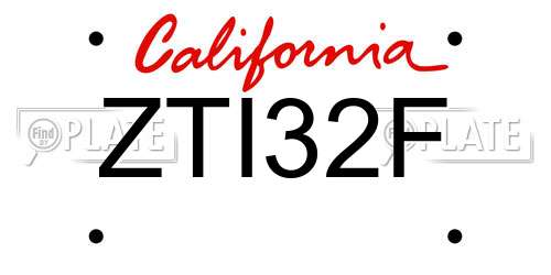 ZTI32F California License Plate