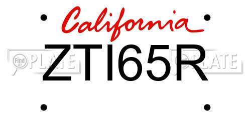 ZTI65R California License Plate