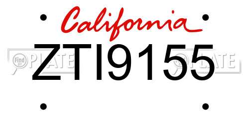 ZTI9155 California License Plate
