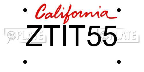 ZTIT55 California License Plate