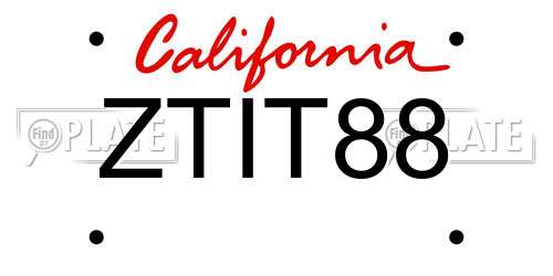 ZTIT88 California License Plate