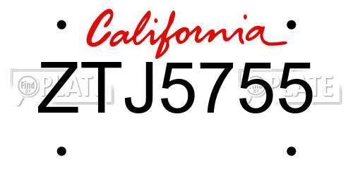 ZTJ5755 California License Plate
