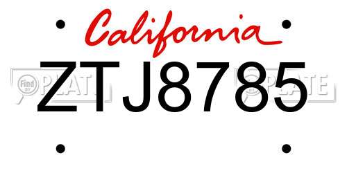 ZTJ8785 California License Plate