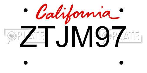ZTJM97 California License Plate