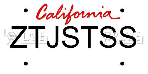 ZTJSTSS California License Plate