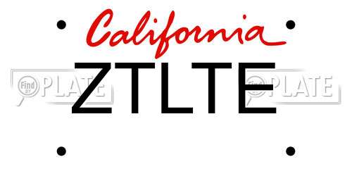 ZTLTE California License Plate