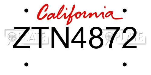ZTN4872 California License Plate