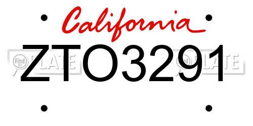 ZTO3291 California License Plate
