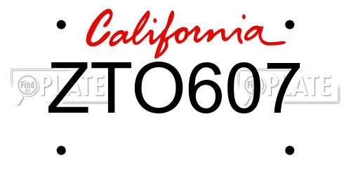 ZTO607 California License Plate