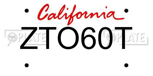 ZTO60T California License Plate