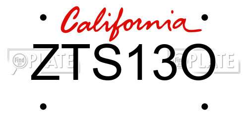 ZTS13O California License Plate