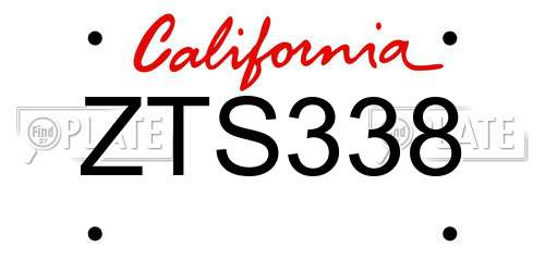 ZTS338 California License Plate