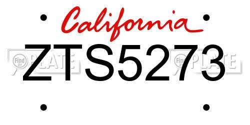 ZTS5273 California License Plate