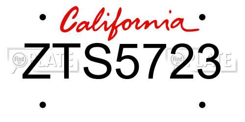 ZTS5723 California License Plate