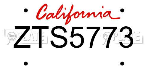 ZTS5773 California License Plate