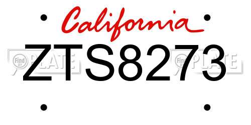 ZTS8273 California License Plate