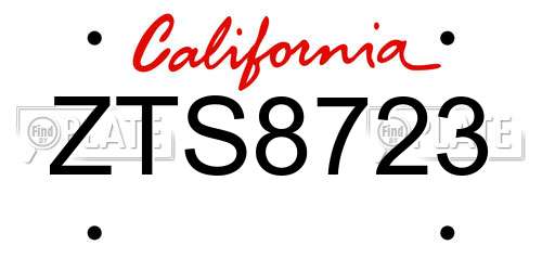 ZTS8723 California License Plate
