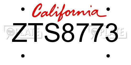 ZTS8773 California License Plate