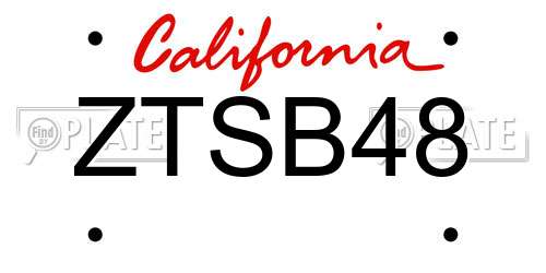 ZTSB48 California License Plate