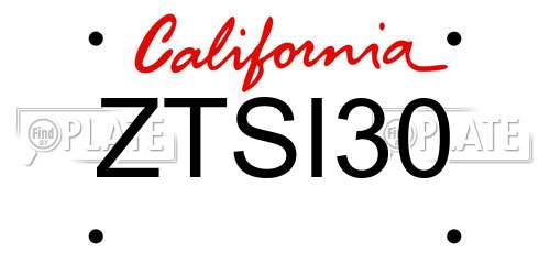 ZTSI30 California License Plate