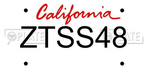 ZTSS48 California License Plate