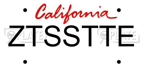 ZTSSTTE California License Plate