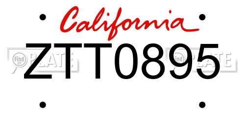 ZTT0895 California License Plate