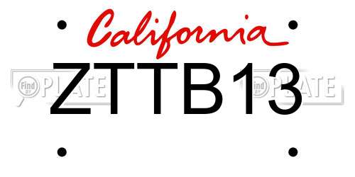 ZTTB13 California License Plate