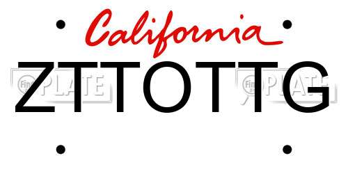 ZTTOTTG California License Plate