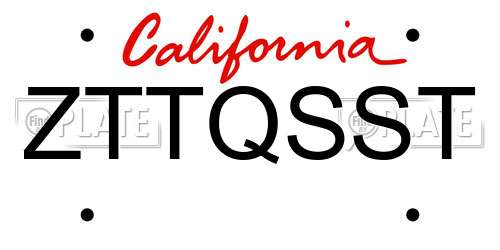 ZTTQSST California License Plate