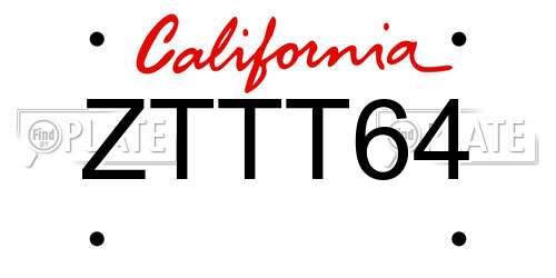 ZTTT64 California License Plate