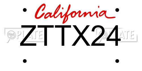 ZTTX24 California License Plate