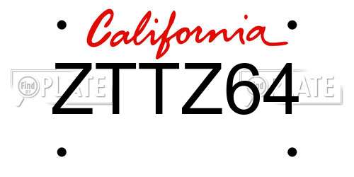 ZTTZ64 California License Plate