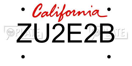 ZU2E2B California License Plate