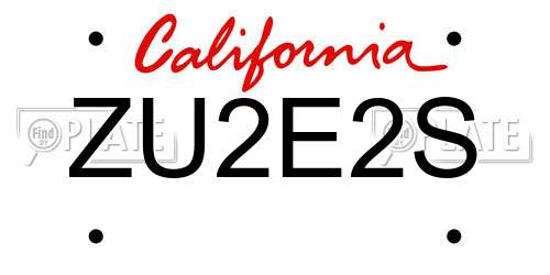 ZU2E2S California License Plate