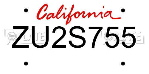 ZU2S755 California License Plate