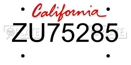 ZU75285 California License Plate