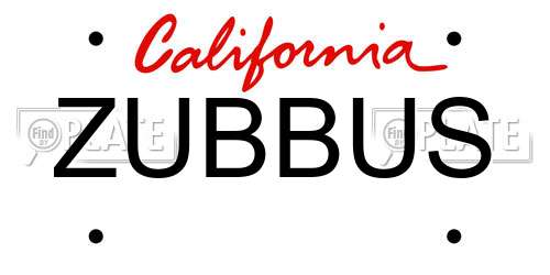ZUBBUS California License Plate