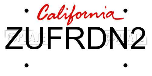 ZUFRDN2 California License Plate
