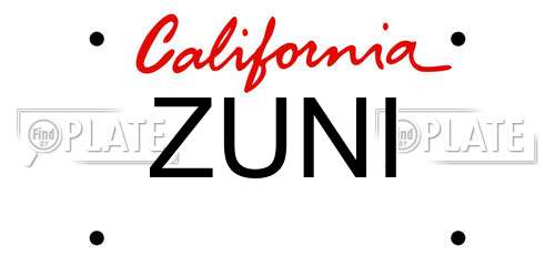 ZUNI California License Plate